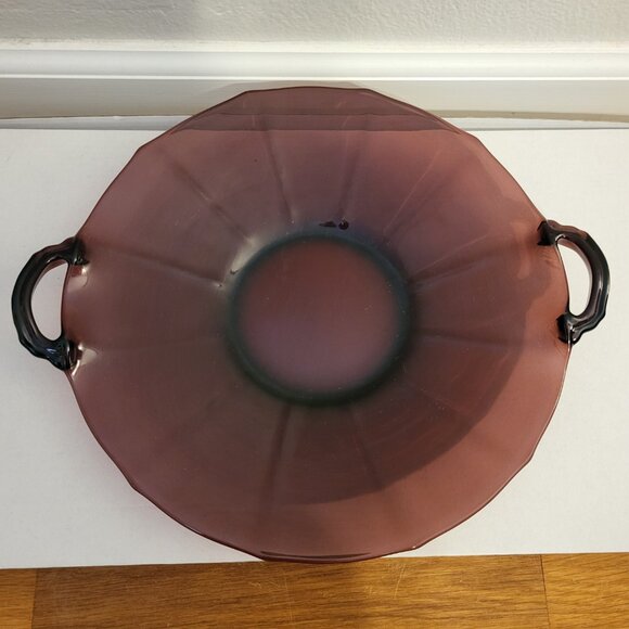 Vintage Amethyst New Martinsville Addie 12 Point Depression Glass Sandwich Tray - Picture 3 of 6